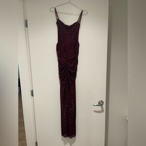 Meshki Roisin Diamante Satin Maxi Dress - Mahogany